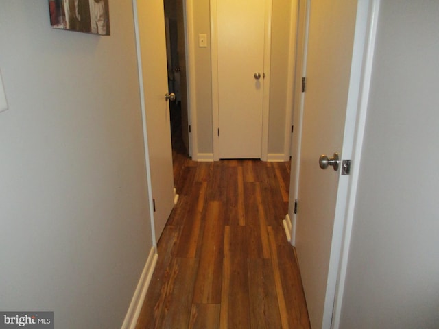 hallway with dark hardwood / wood-style floors