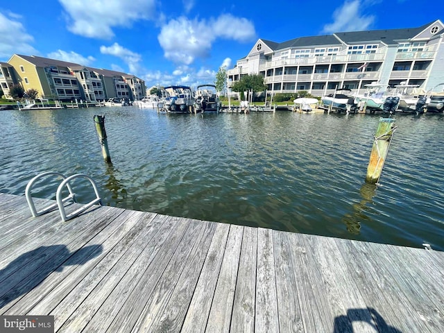 dock area featuring a water view