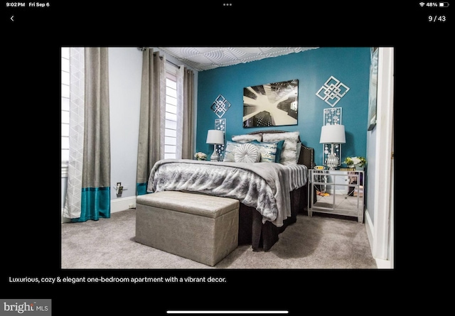 view of carpeted bedroom