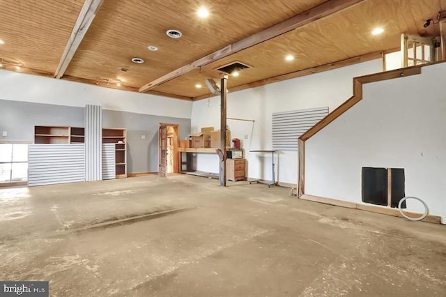 interior space with wood ceiling