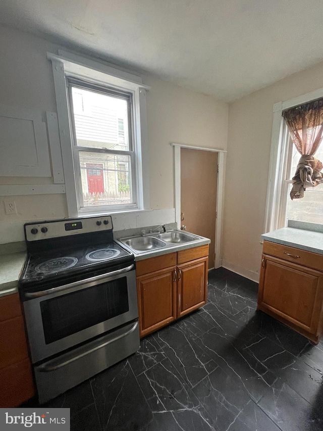 kitchen featuring sink and electric stove