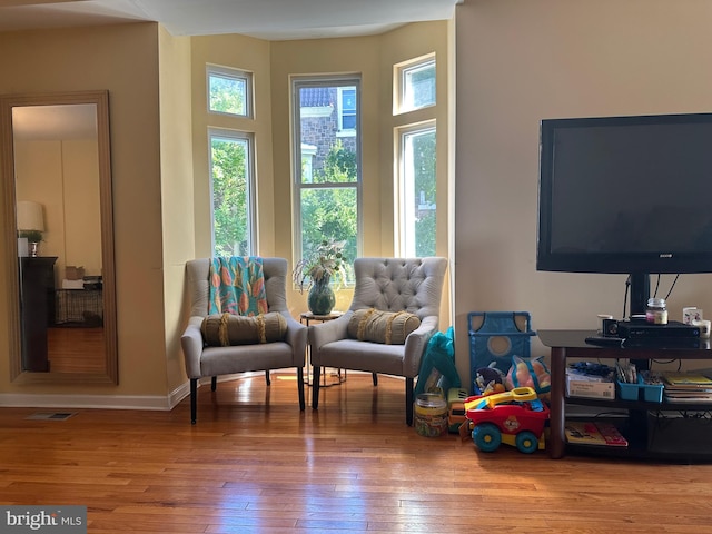 living area featuring hardwood / wood-style floors