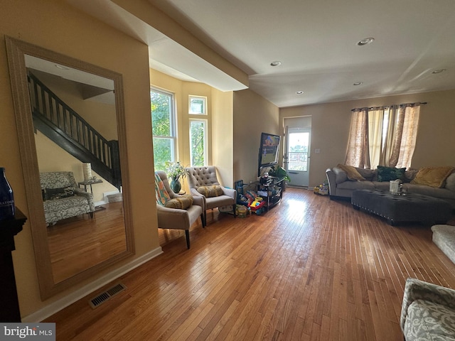 living room with wood-type flooring