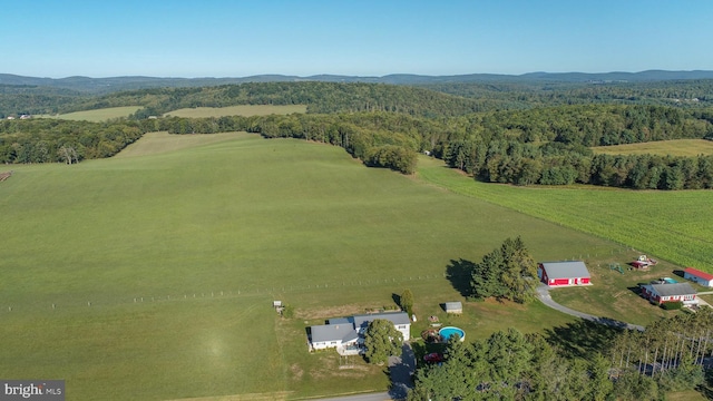 aerial view featuring a rural view