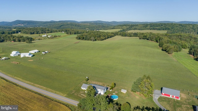 aerial view featuring a rural view