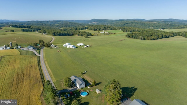 drone / aerial view with a rural view