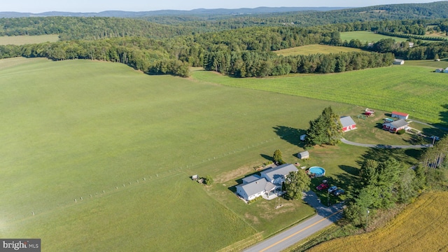 aerial view featuring a rural view