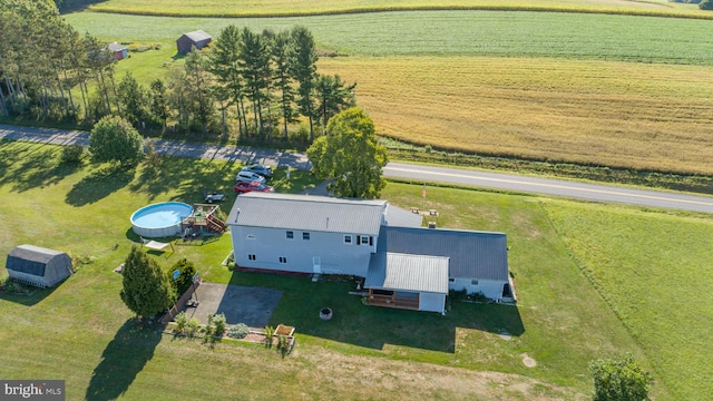 bird's eye view with a rural view