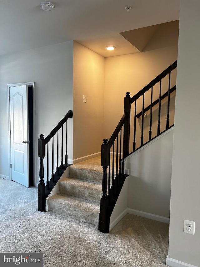 stairway with carpet floors