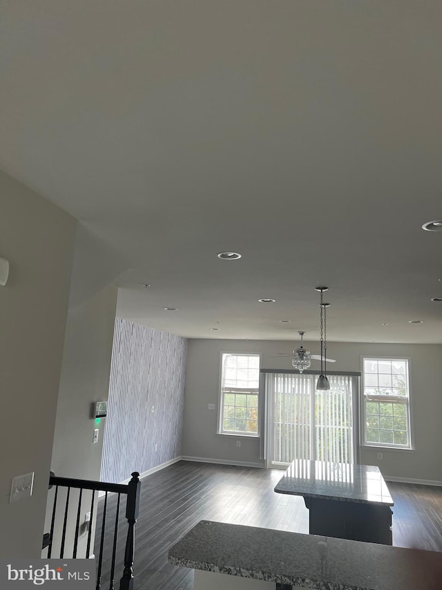 interior space with dark hardwood / wood-style flooring and a wealth of natural light