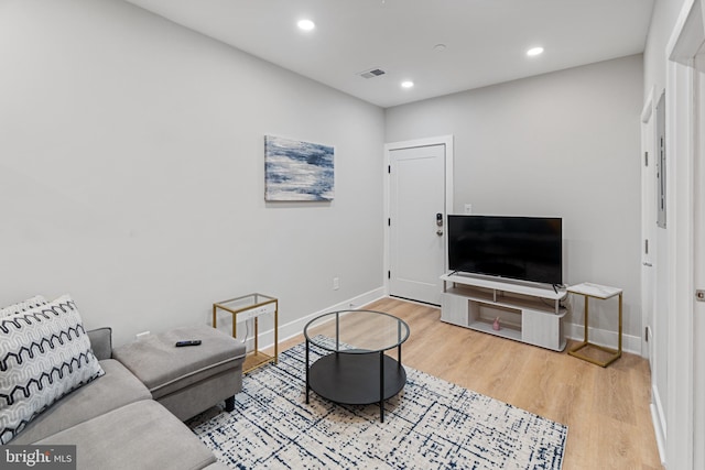 living room with light wood-type flooring