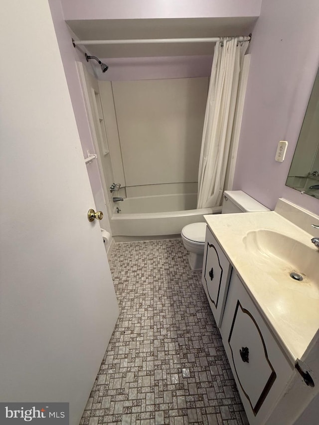 16 Country Birch Ln, Egg Harbor Township, NJ 08234 - bathroom with vanity, tile patterned floors, toilet, and shower / bath combination with curtain