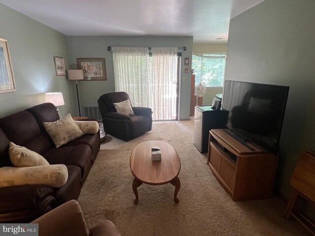 living room featuring carpet flooring