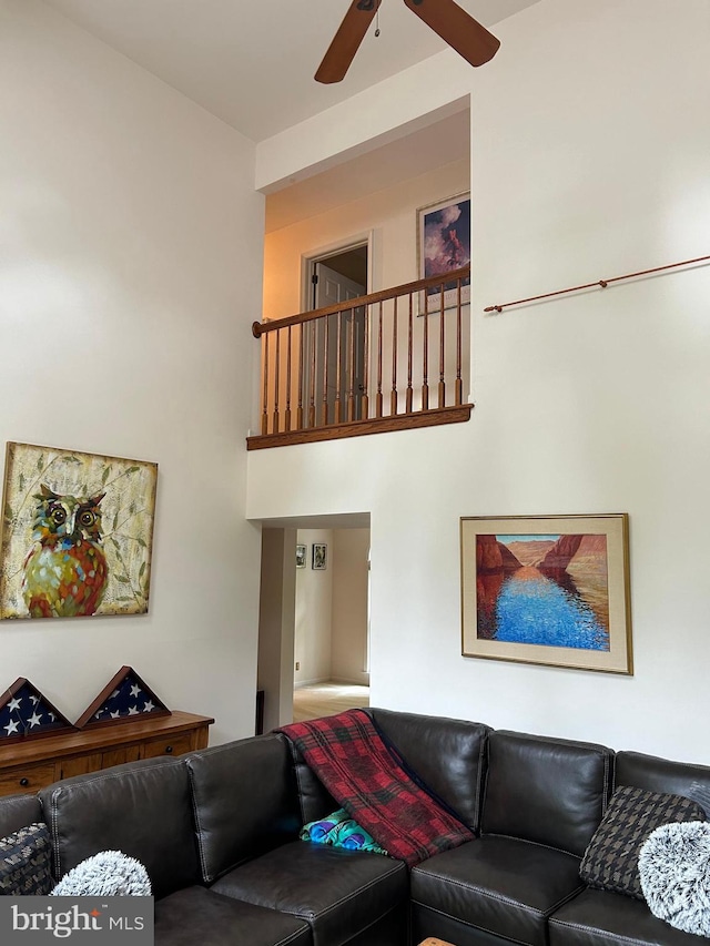 living room with ceiling fan