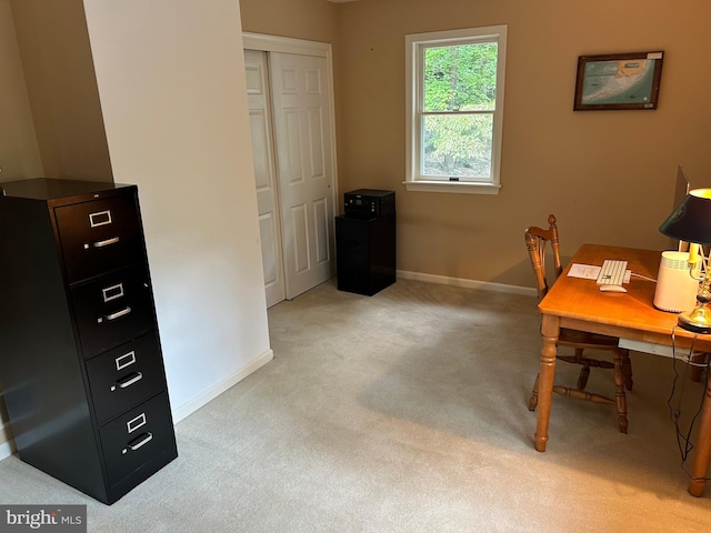 view of carpeted office space