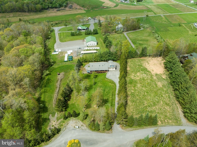 drone / aerial view with a rural view