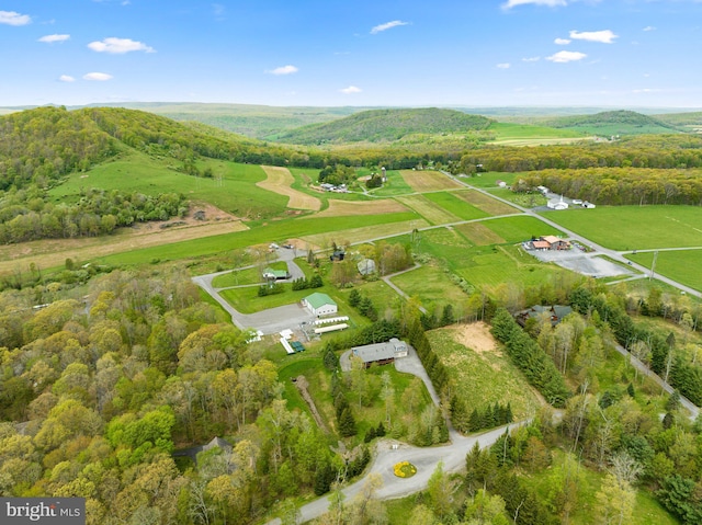 bird's eye view with a rural view