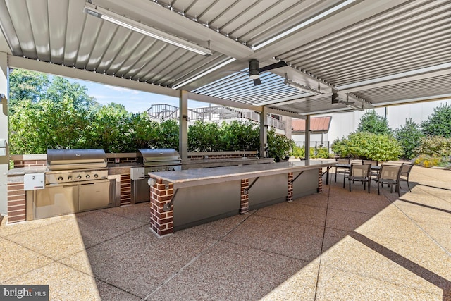 view of patio featuring area for grilling and grilling area