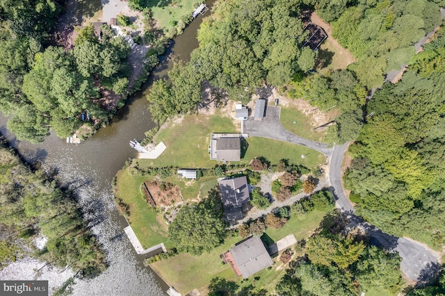 bird's eye view featuring a water view