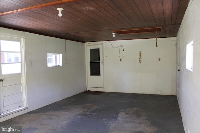 garage with wood ceiling