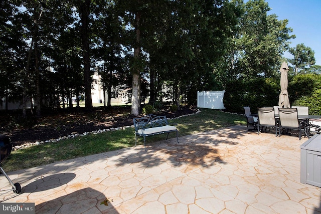 view of patio / terrace with outdoor dining space and fence