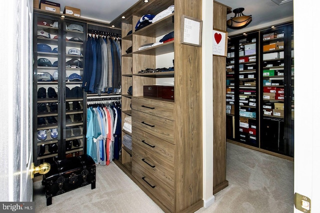 walk in closet featuring carpet