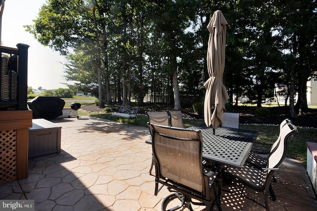 view of patio featuring outdoor dining area