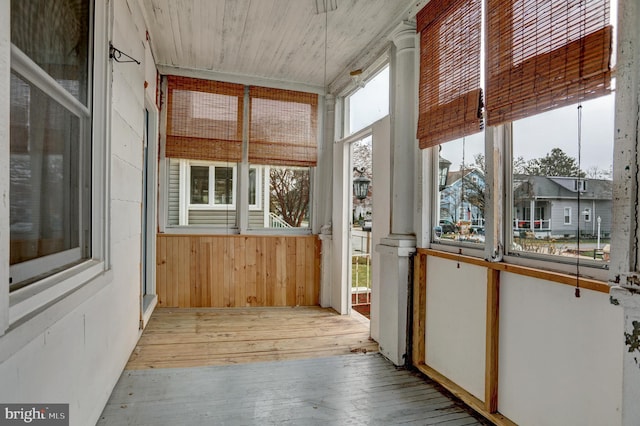 view of unfurnished sunroom