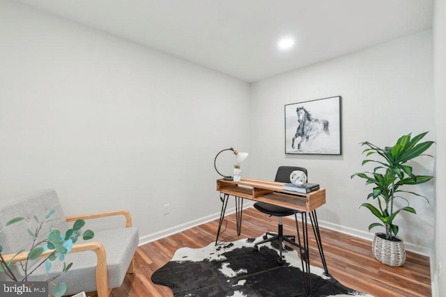 office space featuring hardwood / wood-style flooring