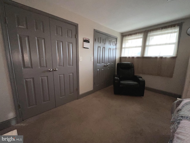 sitting room featuring baseboards and carpet