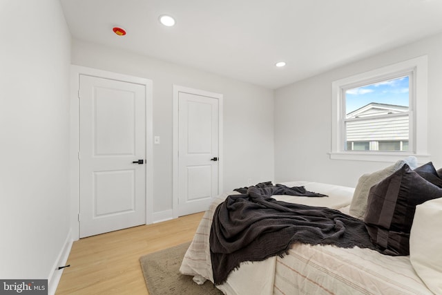 bedroom featuring light hardwood / wood-style floors