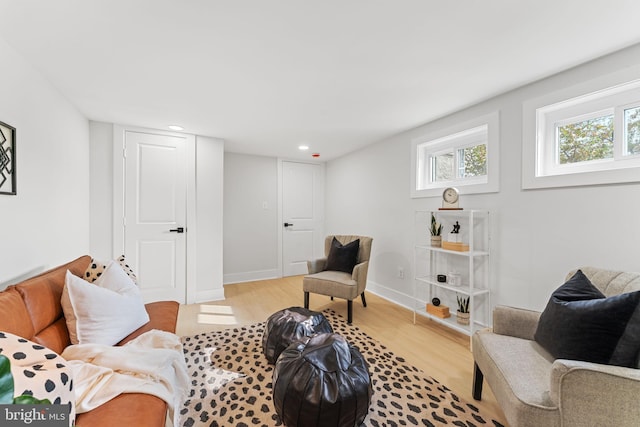 living room with light wood-type flooring