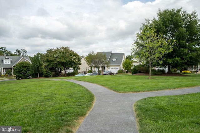 view of property's community featuring a yard and a residential view