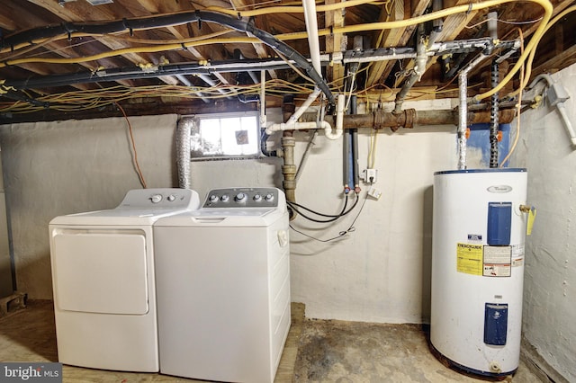 interior space with independent washer and dryer and water heater