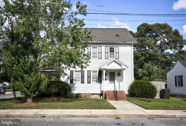 colonial house with a front lawn