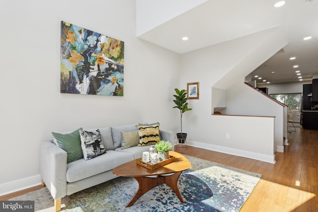 living room with hardwood / wood-style flooring