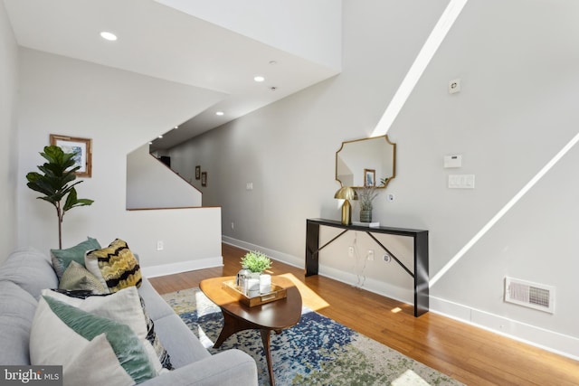 living room with wood-type flooring