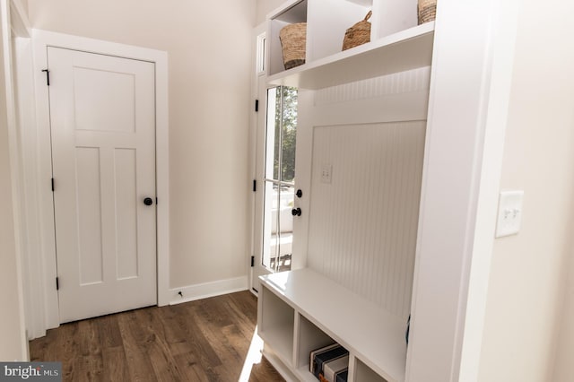 mudroom featuring dark hardwood / wood-style floors