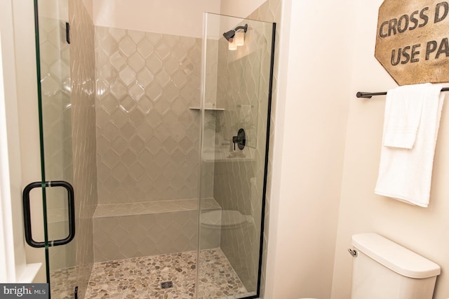 bathroom featuring toilet and walk in shower