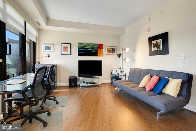 office space featuring wood-type flooring