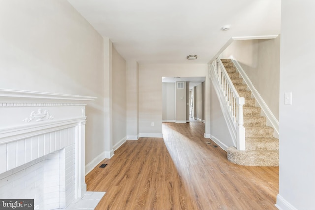 interior space with light hardwood / wood-style flooring