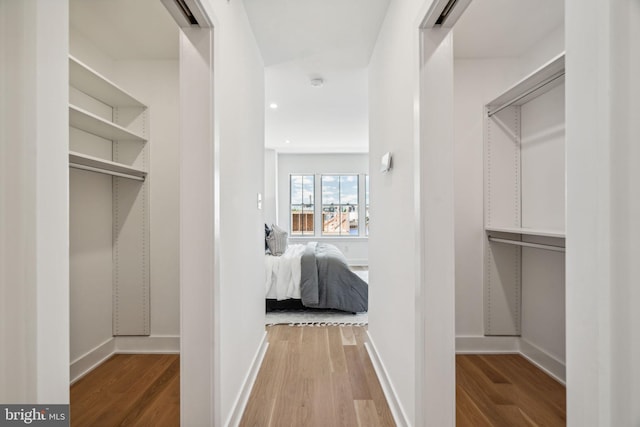 spacious closet featuring hardwood / wood-style flooring