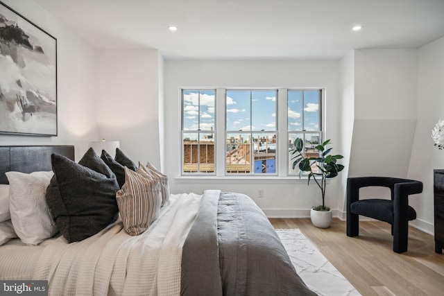 bedroom featuring light hardwood / wood-style flooring