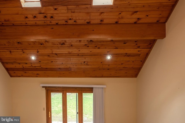 interior details featuring wood ceiling