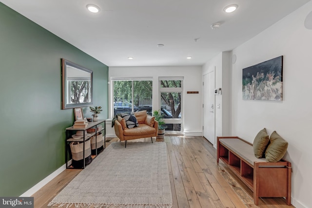 sitting room with light wood-type flooring