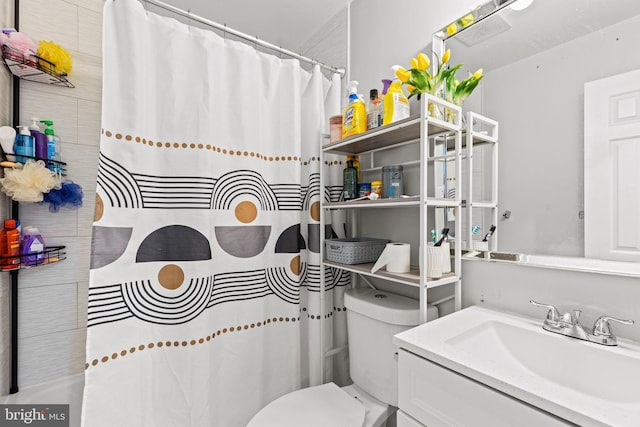 5120 Crittenden St, Hyattsville, MD 20781 - bathroom with toilet, vanity, and curtained shower