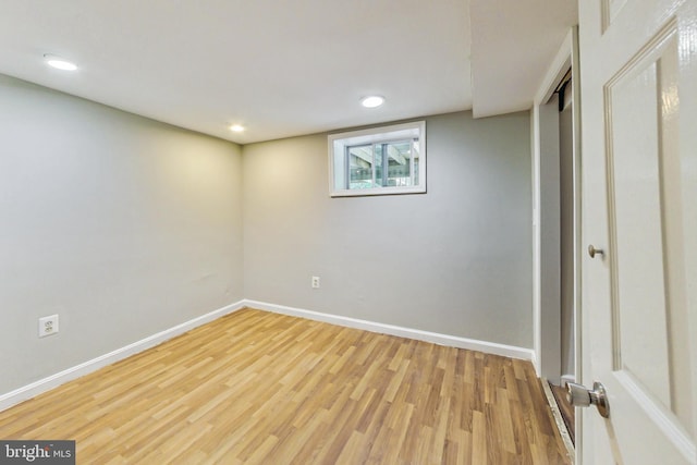 interior space with light hardwood / wood-style flooring