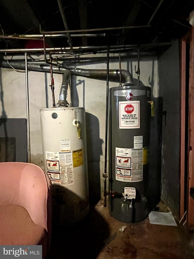 utility room with water heater