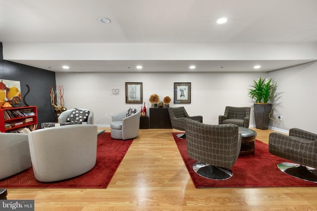 living room with hardwood / wood-style flooring