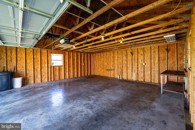 garage with a garage door opener